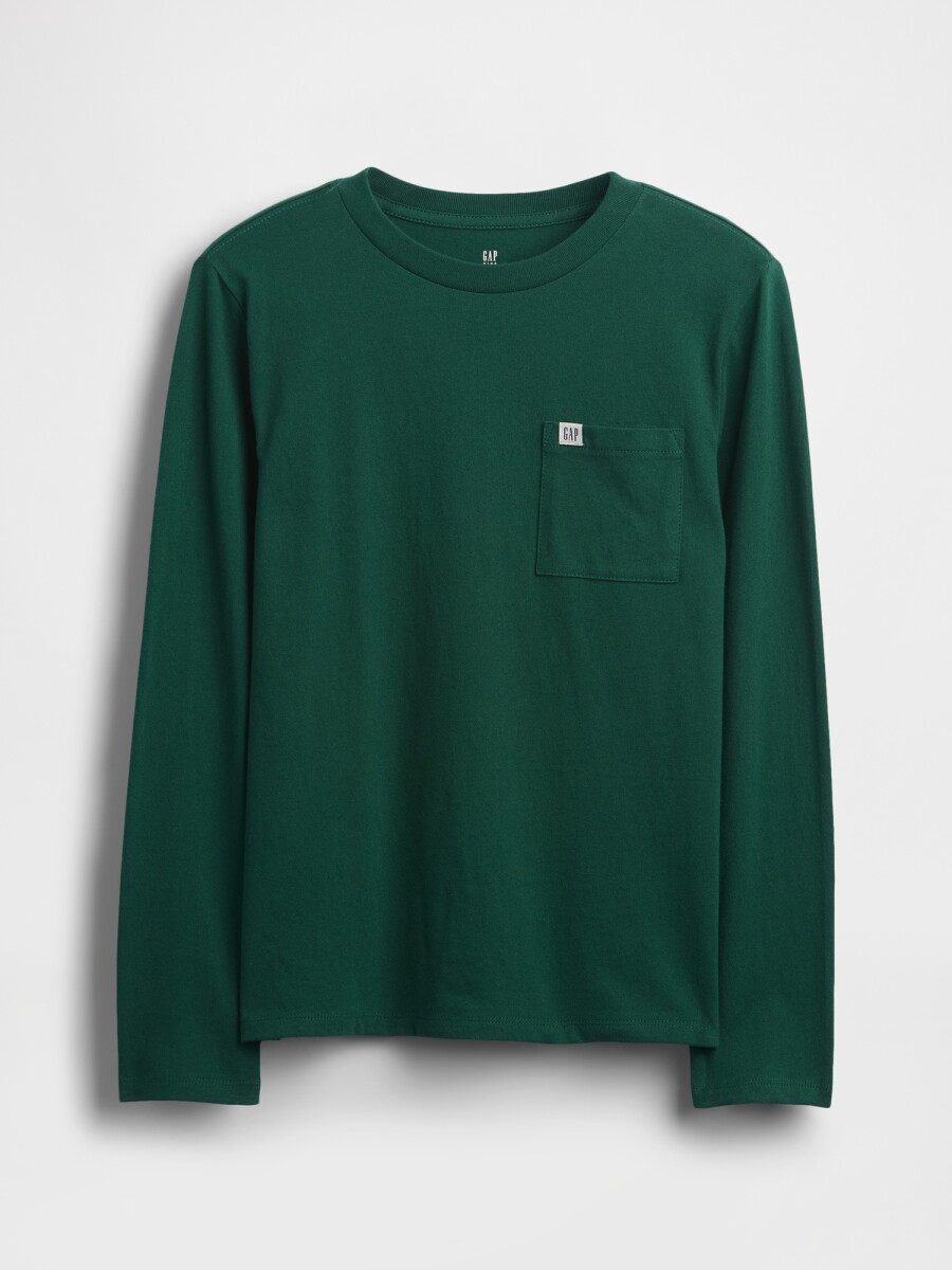 Remera Con Bolsillo Logo Gap Niño - Evergreen Glamour 