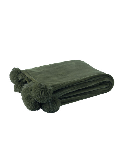 MANTA CON POMPONES1.7X1.30M POLYESTER VERDE MANTA CON POMPONES1.7X1.30M POLYESTER VERDE
