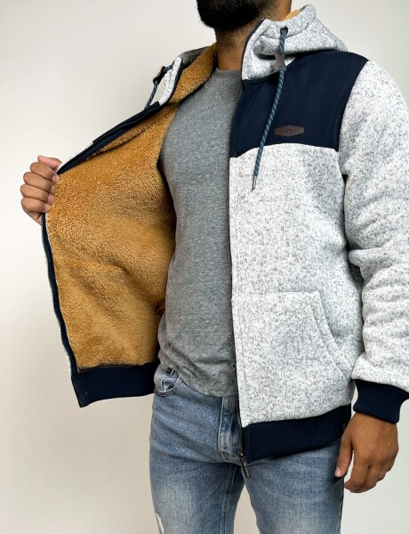 Campera forrada con simil piel Muki Gris Melange