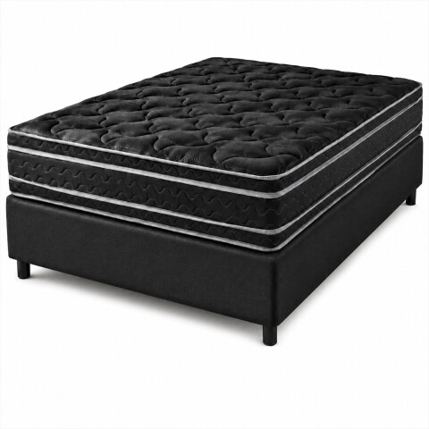 Conjunto Sommier Mega Black 2 Plazas 138 x 188 x 28 | Doble Europillow Reversible - Hasta 130Kg Conjunto Sommier Mega Black 2 Plazas 138 x 188 x 28 | Doble Europillow Reversible - Hasta 130Kg