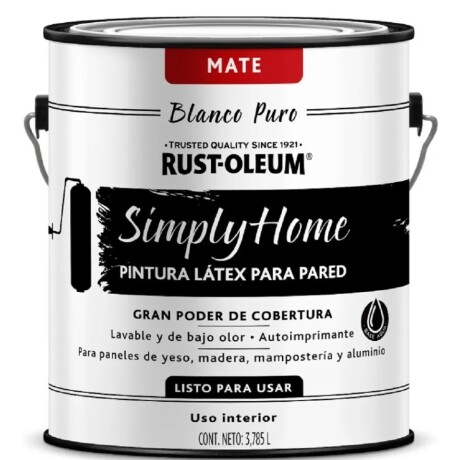 Pintura Látex Lavable Interior Blanco Mate 4L/10L Simply Home Rust-Oleum Pintura Látex Lavable Interior Blanco Mate 4L/10L Simply Home Rust-Oleum