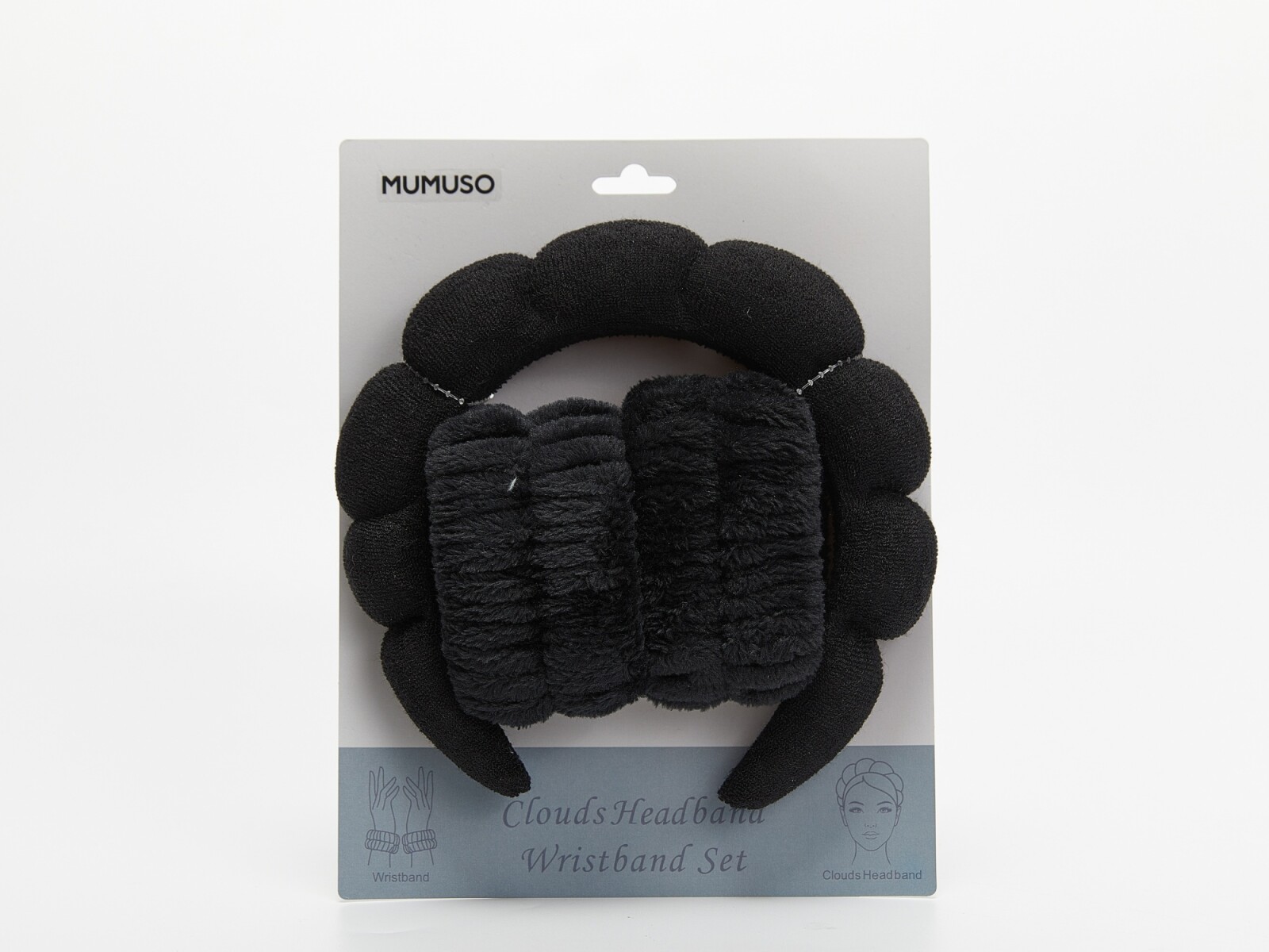 CONJUNTO DE DIADEMA Y MUÑECA NUBES - NEGRO 