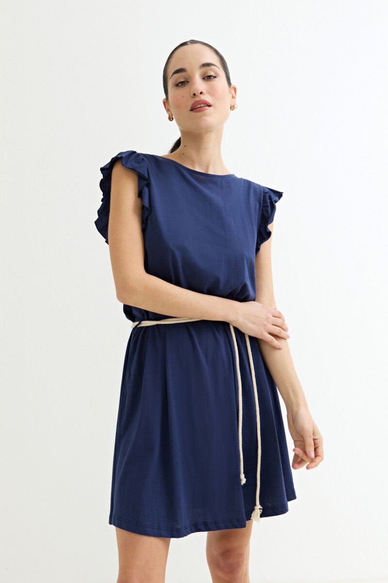 Vestido volados - Azul marino 