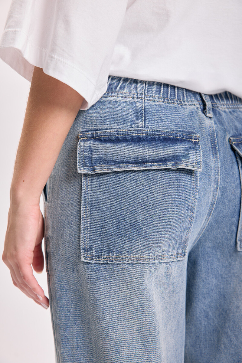 Pantalón jean cargo Azul Medio