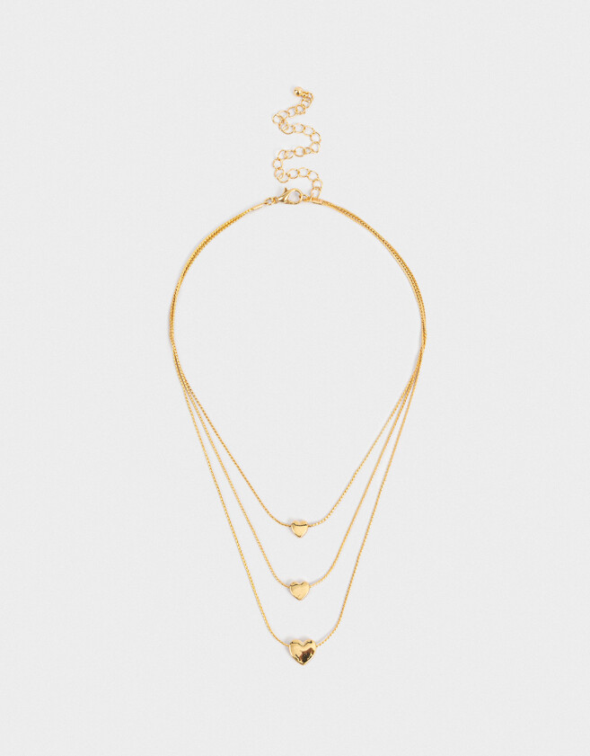 Collares Cortos Con corazón Collar Con Corazones - Dorado