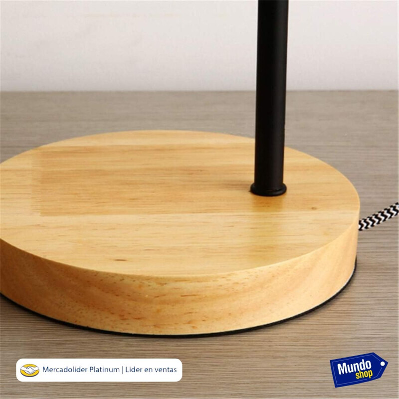 Lampara De Escritorio Metal Y Madera Retro Blanco