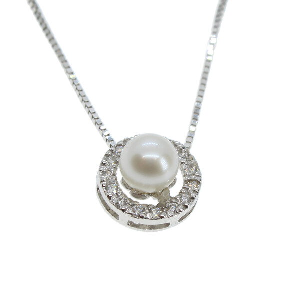 Colgante de oro 18k con brillantes y perla N8798W Colgante de oro 18k con brillantes y perla N8798W