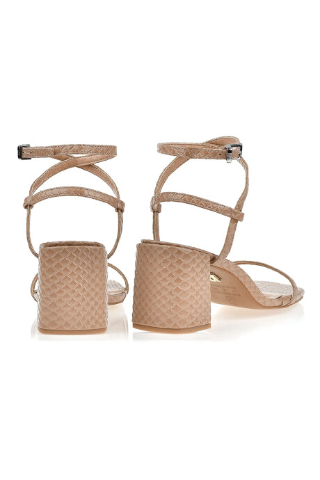 Sandalia Taco Mediano Python Piel Nude