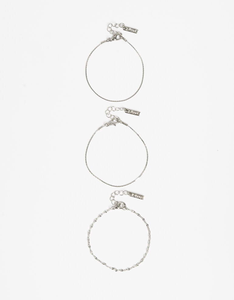 Pulseras Flexibles Sets Special Price Set De Pulseras Flexibles De Metal - Plateado Rodio