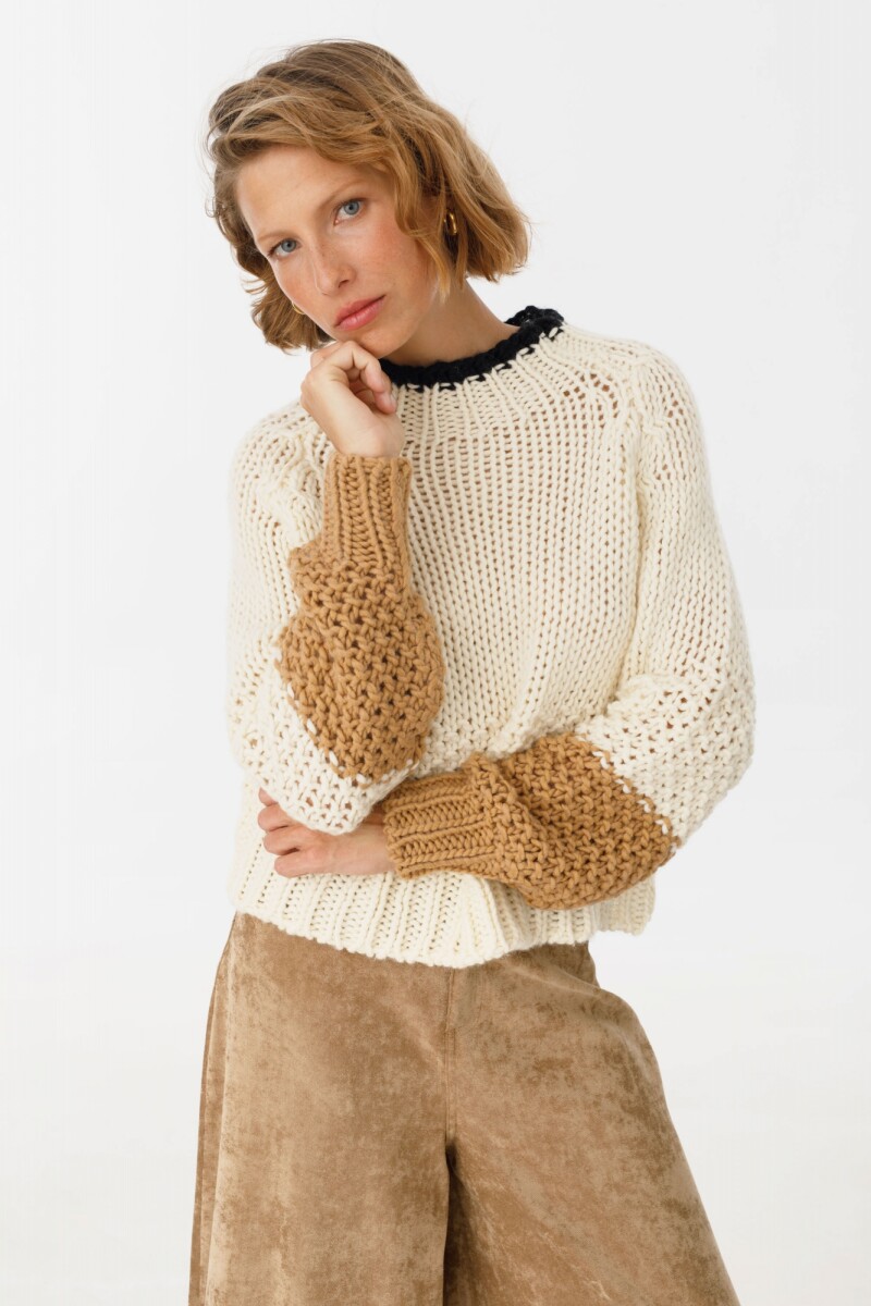 Sweater Rice - Camel/Crudo/Negro 