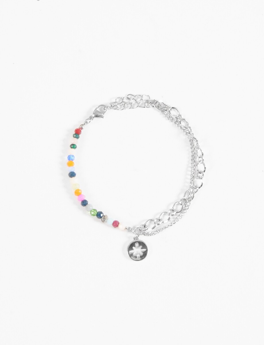 Pulsera dije estrella con piedras - plateado 