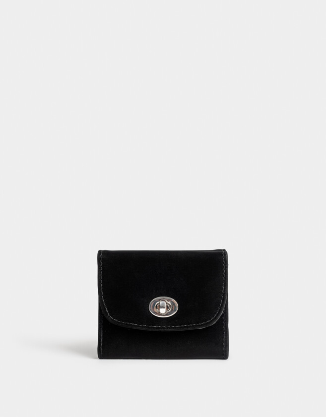 Billetera Clasico Billetera De Cuerina Con Broche - Negro
