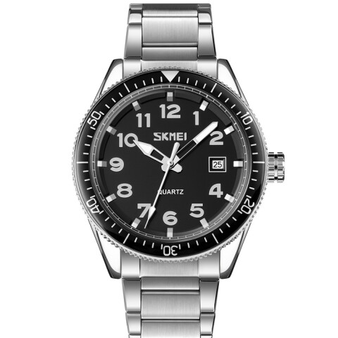 Reloj Skmei 9232SSIBK analógico para hombre en acero plateado con esfera negra Reloj Skmei 9232ssibk Analógico Para Hombre En Acero Plateado Con Esfera Negra