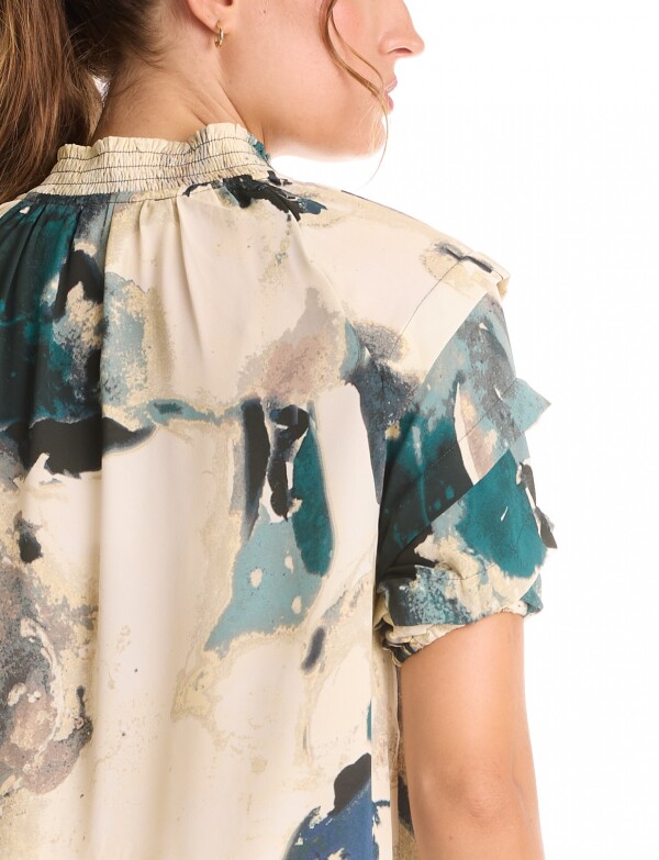 Blusa Gasa Print MULTI/VERDE
