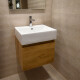 Mueble Baño En Mdf 51X43X14 Color Nogal Con Bacha Blanca Brillo De Loza GAMAS DE MARRON