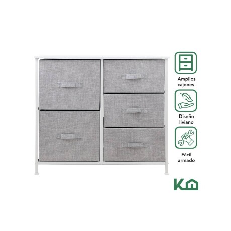 Comoda cajonera 5 cajones tela 80x30x70 cm Gris