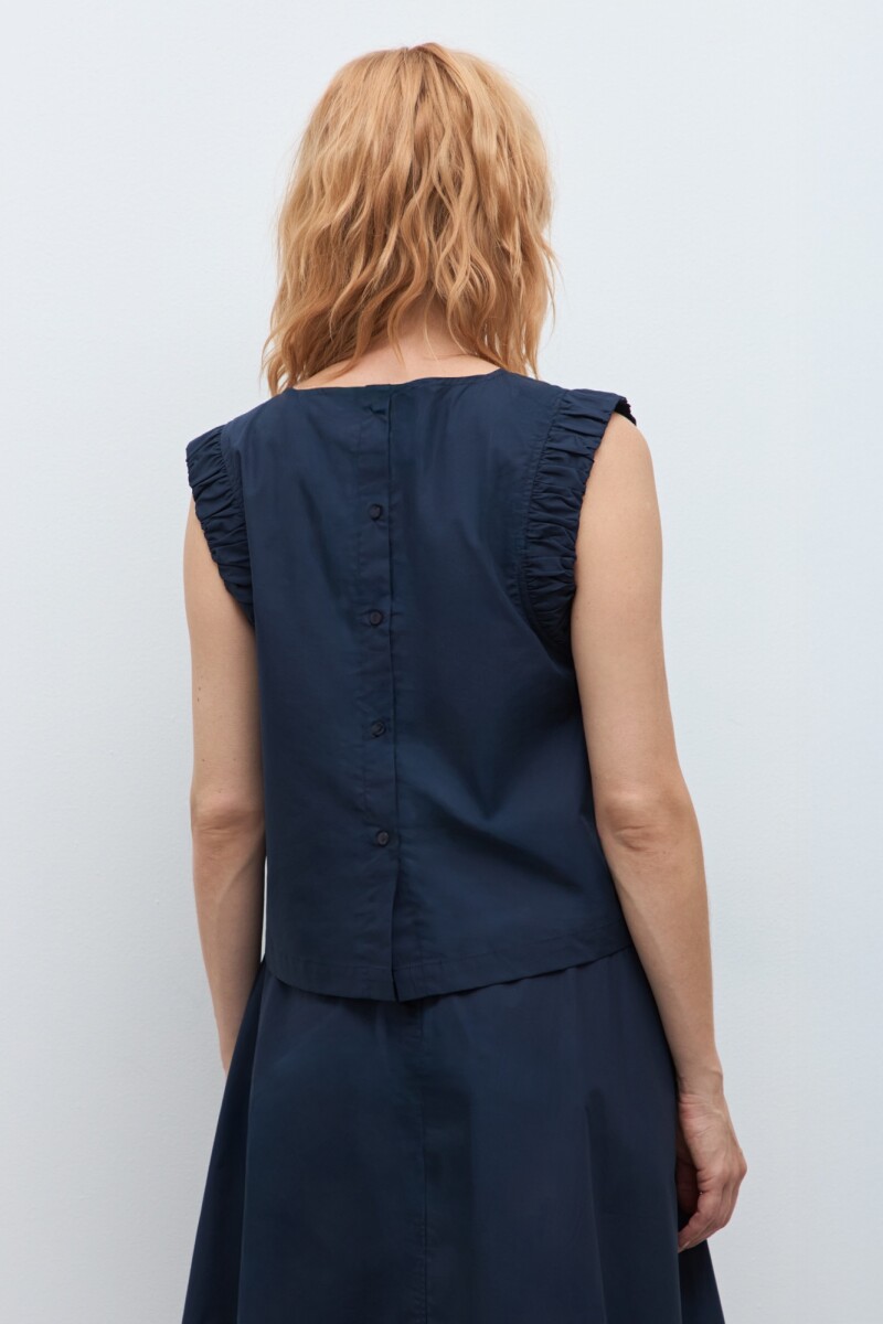 Blusa sisa drapeada azul marino