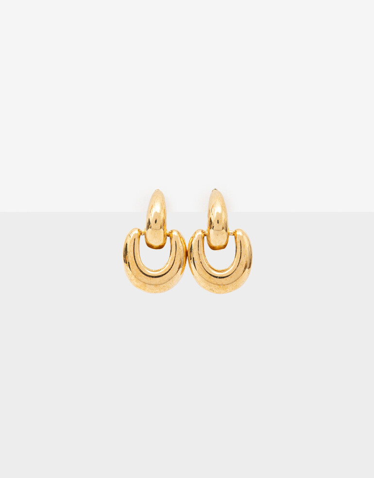 Aros Colgantes Cortos Metal Aros Argolla Corto Acero Chunky - Dorado