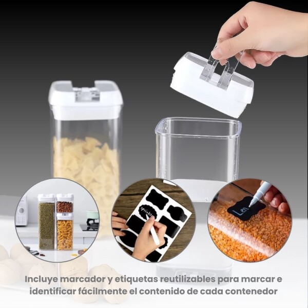 Juego de 7 Recipientes Herméticos Apilables Tarros Frascos Contenedores Apto Alimentos Tapa Blanca Juego de 7 Recipientes Herméticos Apilables Tarros Frascos Contenedores Apto Alimentos Tapa Blanca