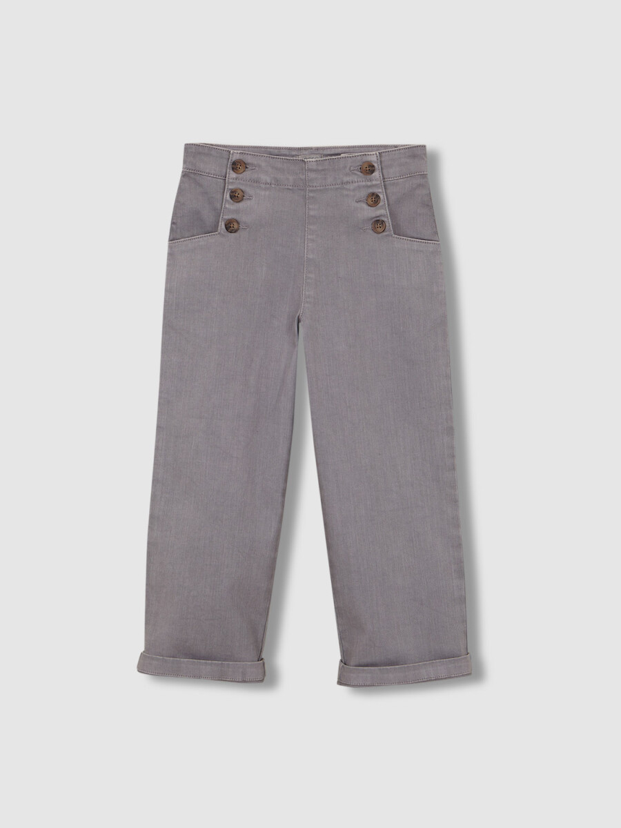 Pantalon Apertura Abotonada Gris Medio Melange