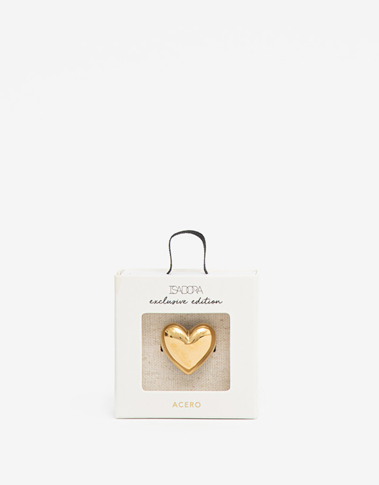 Anillos Medianos y Grandes Metal Anillo Bold De Acero Corazón - Dorado
