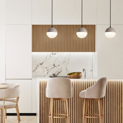 Colgante globo cemento y vidrio opal E27 Ø140mm BA0246