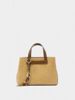 Bolso Tote De Efecto Rafia Con Colgante natural