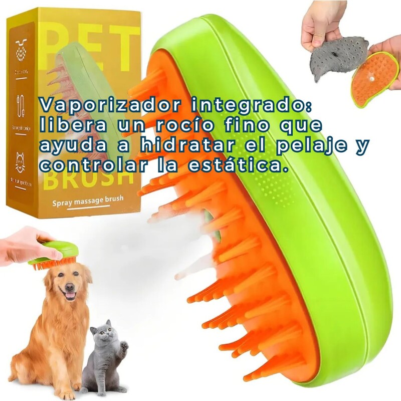 CEPILLO PEINE A VAPOR AUTOMÁTICO 3 EN 1 PARA PERROS Y GATOS RECARGABLE NARANJA CEPILLO PEINE A VAPOR AUTOMÁTICO 3 EN 1 PARA PERROS Y GATOS RECARGABLE NARANJA