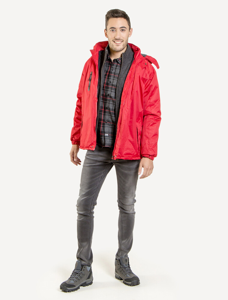 Campera de Lluvia con Forro Rojo