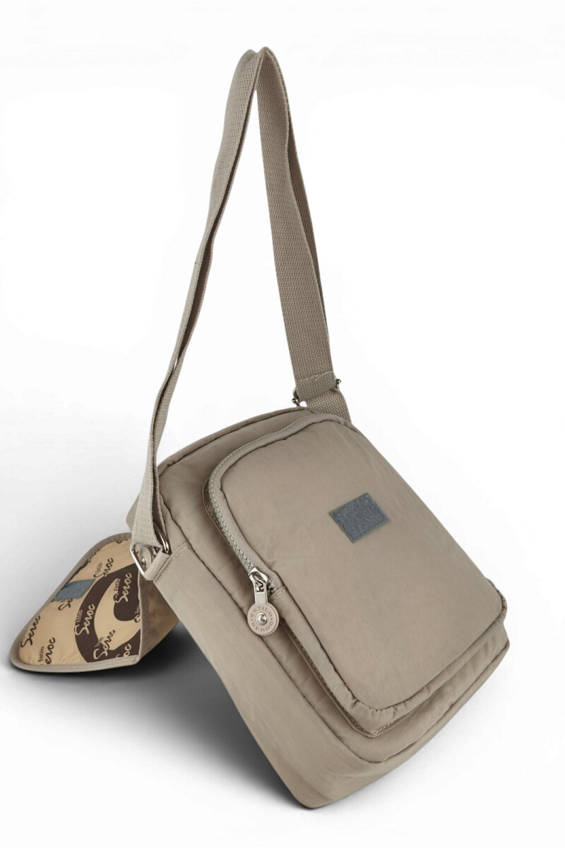 Morral Cruzado (Bandolera) en Tafeta Amasada Beige