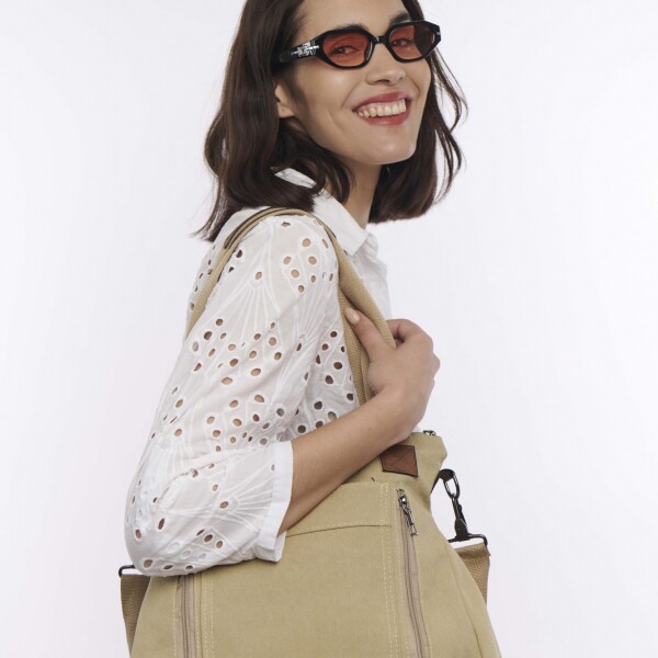 Cartera Safari Lona Beige