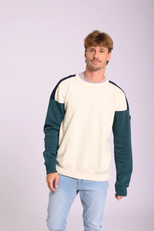 Buzo felpa combinado Crudo