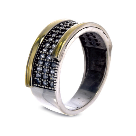 Anillo de plata 925, double en oro 18 ktes y circonias. Anillo de plata 925, double en oro 18 ktes y circonias.