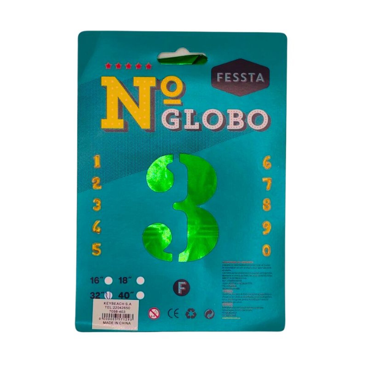 Globo Número Fessta 32" Verde - TRES 