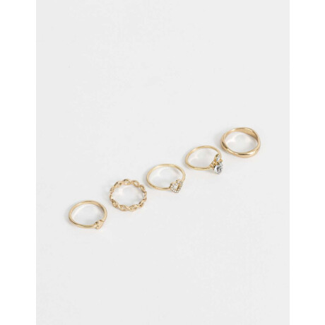Sets De Anillos Strass Crystal Dorado