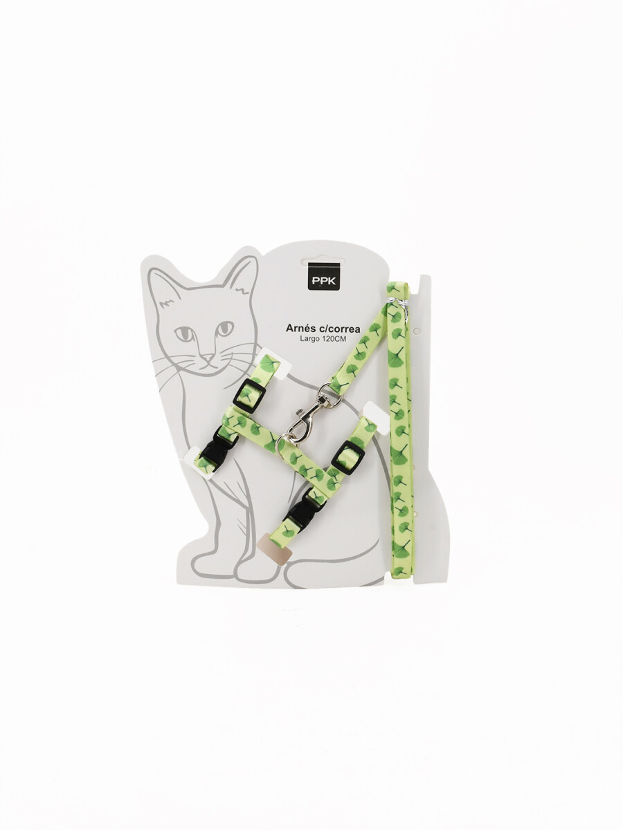 ARNÉS PARA GATO CON CORREA - VERDE (V) 