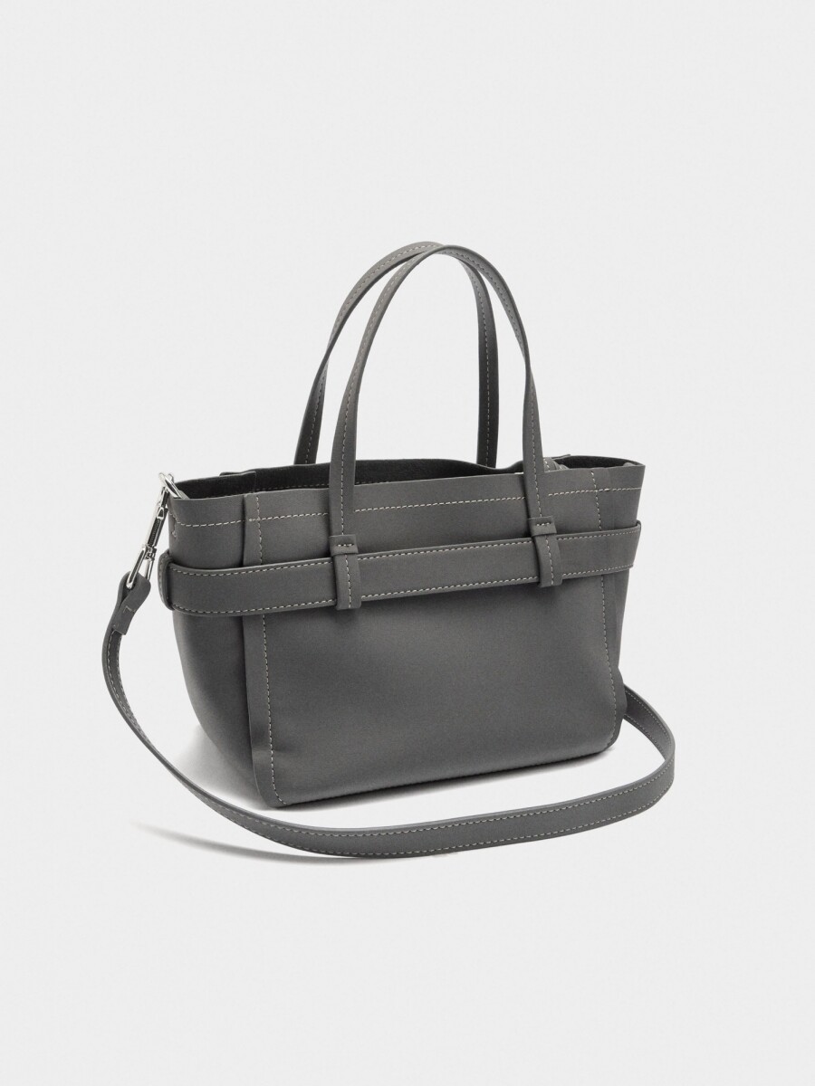 Bolso Tote Con Cinturón Y Colgante gris