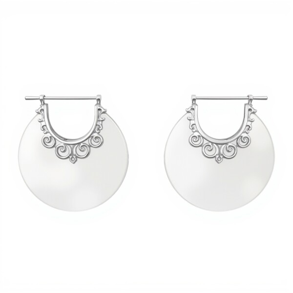 Caravanas circulo - Plata 925 - Nacar - CA4171 conpiedra