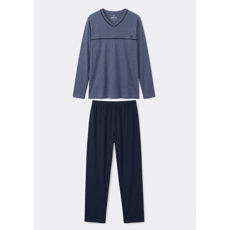 PIJAMA ML MASC AZUL MESCLA