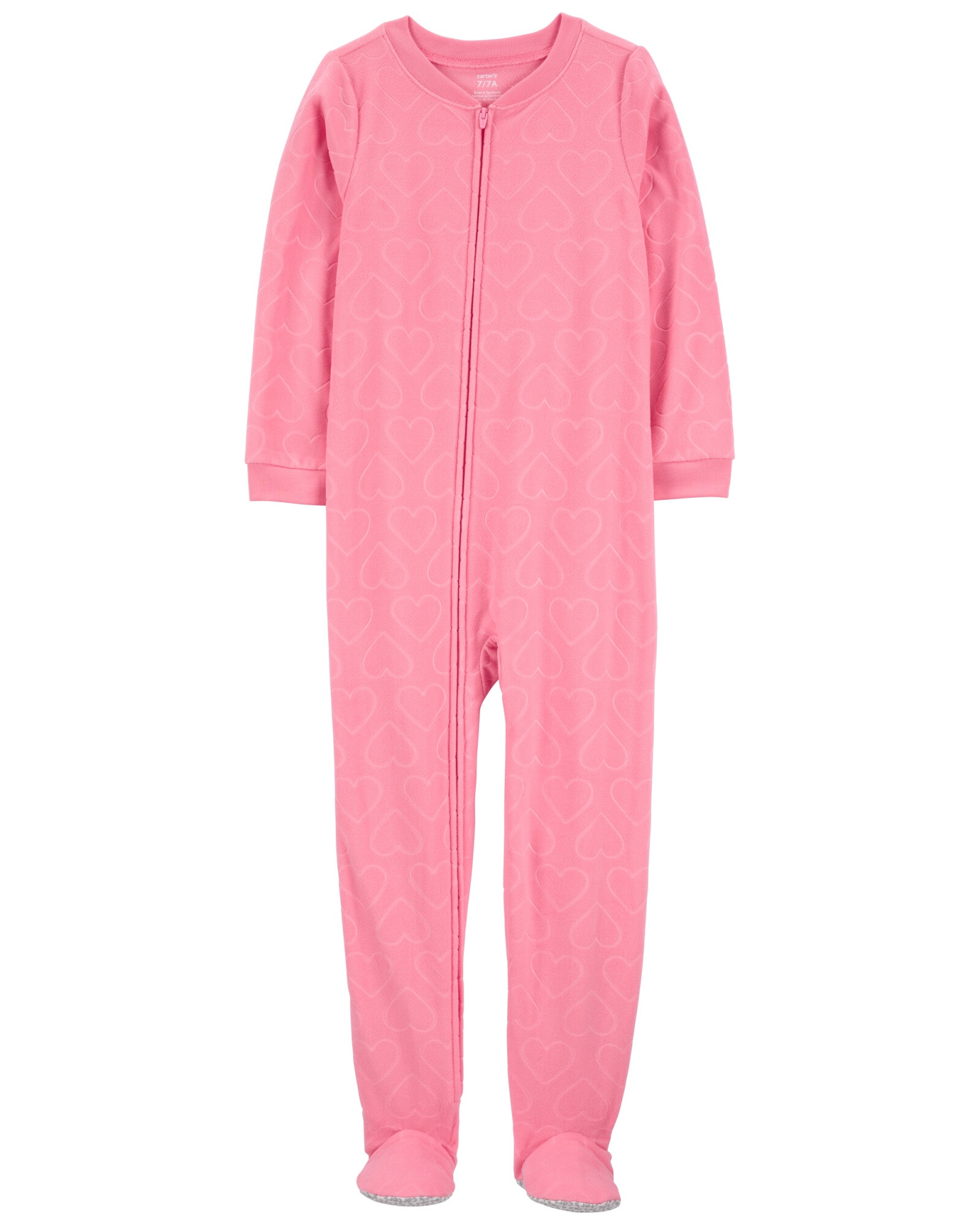 Pijama uno pieza de micropolar, con pie, diseño corazones Pijama uno pieza de micropolar, con pie, diseño corazones