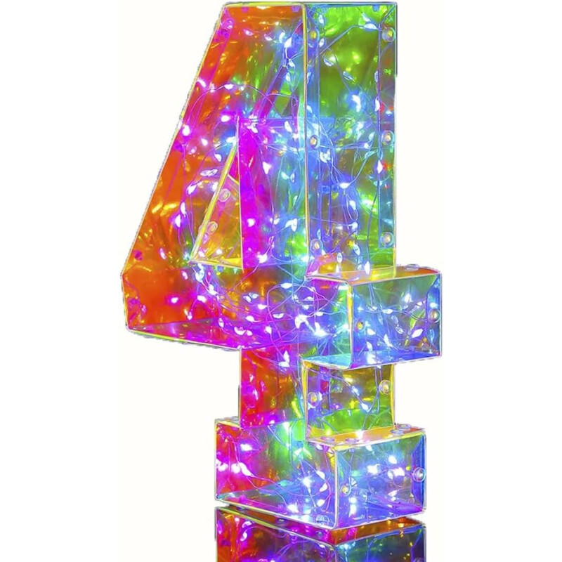 Número con Luz Multicolor CUATRO