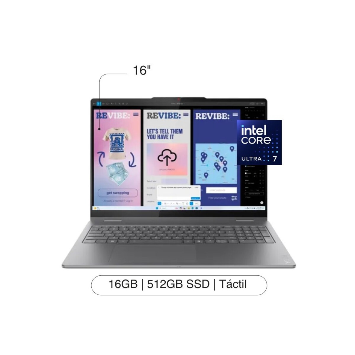 Notebook LENOVO Yoga 7I 2 En 1 16' 2K Touch 512B / 16GB RAM Intel Core Ultra 7 256V W11 - Luna Gray 