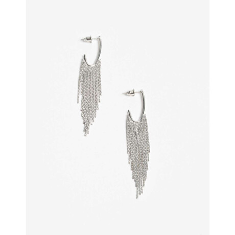 Aros Largos Cadenas Plateado Rodio