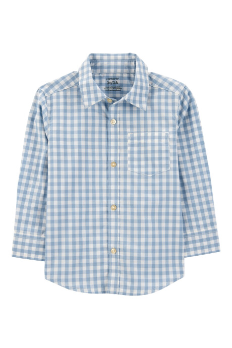 Camisa de algodón, manga larga, diseño a cuadros Sin color