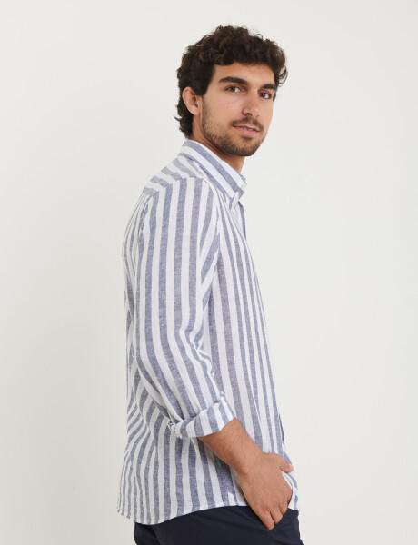 012566 CAMISA HARRINGTON LABEL Blanco / Azul Piedra