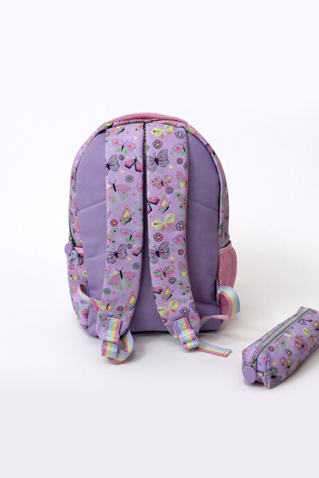 Mochila infantil con cartuchera - Estampa de mariposa