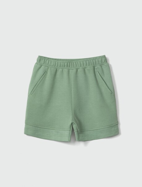 SHORT INFANTIL EN TELA ACANALADA VERDE