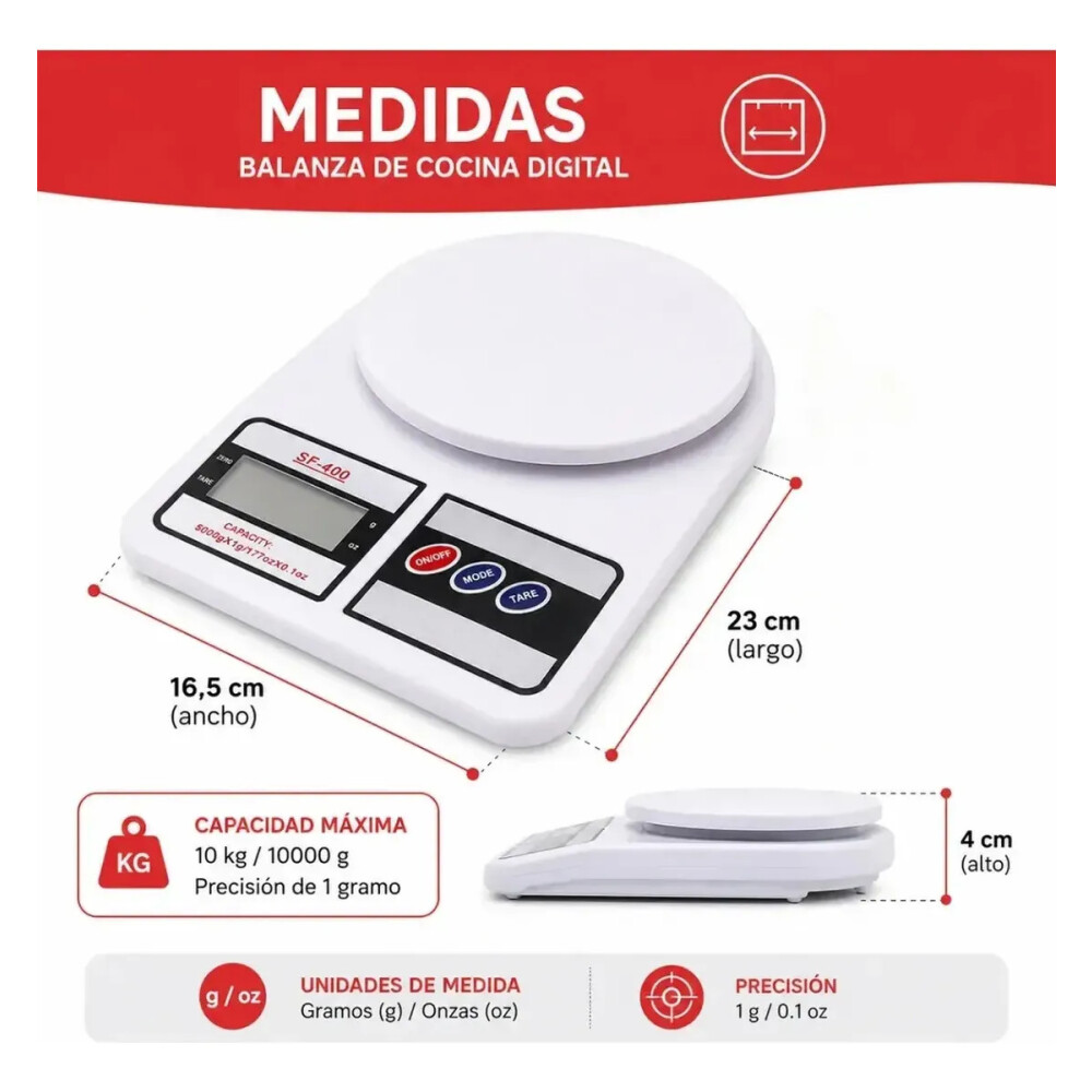 Balanza De Cocina Digital - Pesa Desde 1g Hasta 5kg Balanza De Cocina Digital - Pesa Desde 1g Hasta 5kg