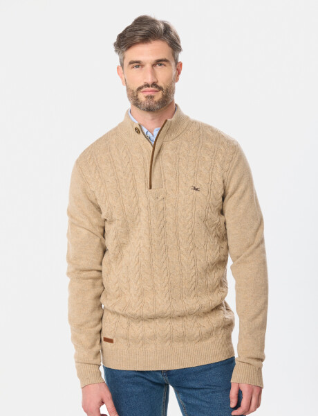 BUZO TEJIDO MEDIO CIERRE Beige