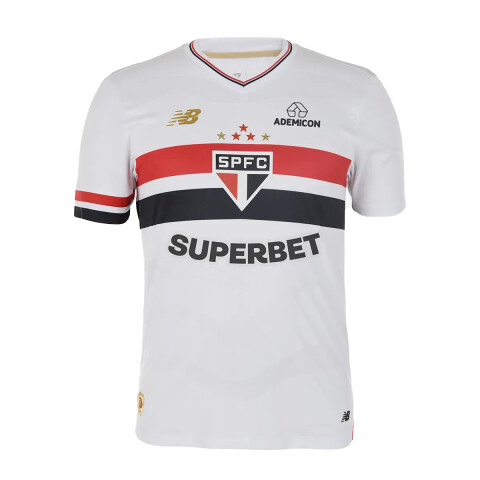 Remera New Balance de Hombre - NB SPFC 2025 - MT831834HME WHITE/RED/BLACK